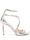 JIMMY CHOO AZIA 95 SANDALS IN CHAMPAGNE WITH GLITTER