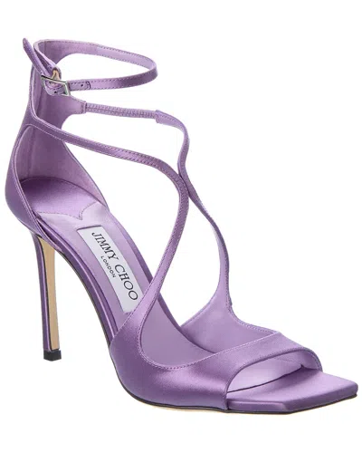 Jimmy Choo Azia 95 Cut-out Satin Sandals In Purple