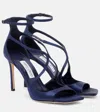 Jimmy Choo Azia 95 Satin Sandals In Blue