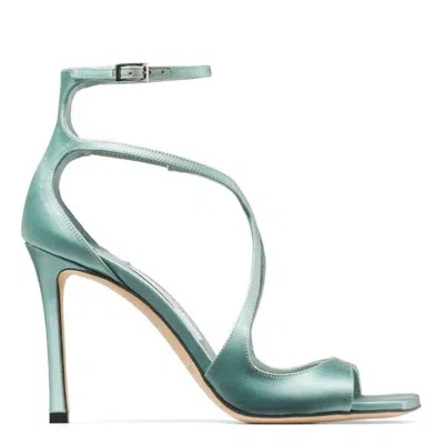 Jimmy Choo Azia 95 Satin Sandals In Animal Print