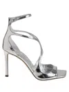 Jimmy Choo Azia 95 Metallic Leather Sandals In Silver