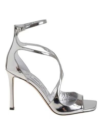 Jimmy Choo Azia 95 Leather Sandal In Metallic