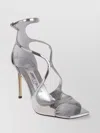Jimmy Choo Azia 95 Metallic Leather Sandals In Silver