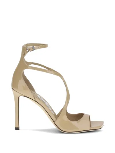 Jimmy Choo Azia Metallic Sandals With Strap And Squared Toe In Leather Woman In Brown
