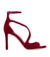 Jimmy Choo Azia 95 Velvet Sandals In Red