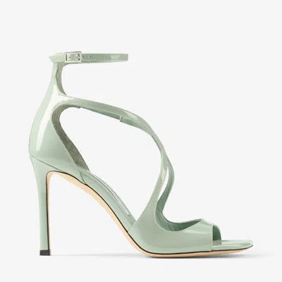 Jimmy Choo Azia 95 Verde Patent Leather Sandals Verde 39