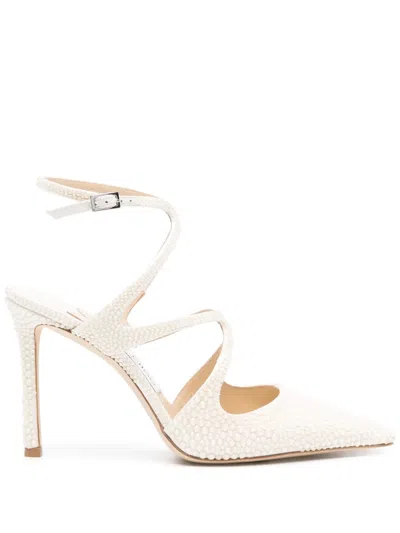 Jimmy Choo Azia 95mm Crystal-embellishment Pumps In Weiss