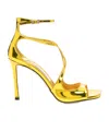 Jimmy Choo Citrine Liquid Metal Leather Azia 95 Sandals In Yellow