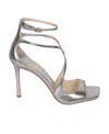 Jimmy Choo Azia 95mm Metallic Leather Sandals In Nude