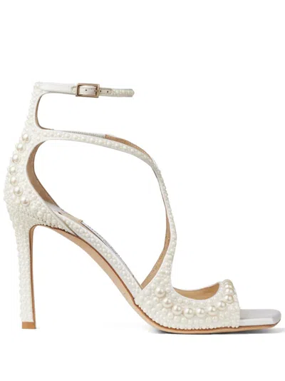 Jimmy Choo Azia 95 Sandals With Pearls In Black