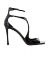 Jimmy Choo Womens Black Azia 110 Strappy Patent Leather Sandals In Black