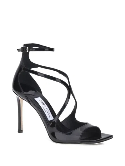 Jimmy Choo Azia Cross-strap Square-toe Sandals In Black