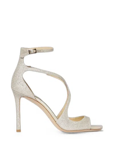 Jimmy Choo Azia Glitter-effect Sandals In White