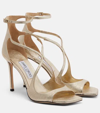 Jimmy Choo Azia Metallic Sandals In Gold