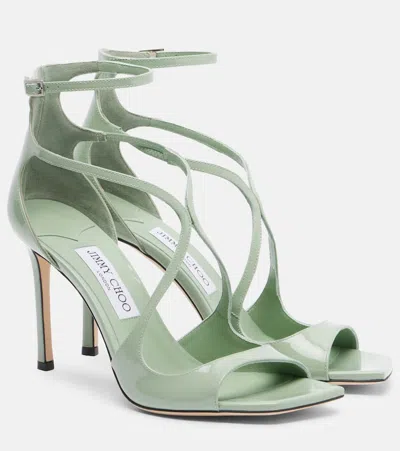 Jimmy Choo Asia 95 Leather Lacquered Sandals In Green