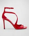 Jimmy Choo Azia 95 Patent Leather Sandals In Red