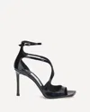 Jimmy Choo Womens Black Azia 110 Strappy Patent Leather Sandals