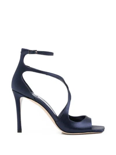 Jimmy Choo Azia 95mm Ankle Strap Strappy Sandals In Blue