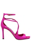 Jimmy Choo Azia 95 Sandals In Satin In Fuchsia