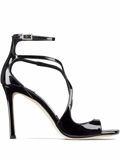 Jimmy Choo Azia Sandals In Black Patent Leather