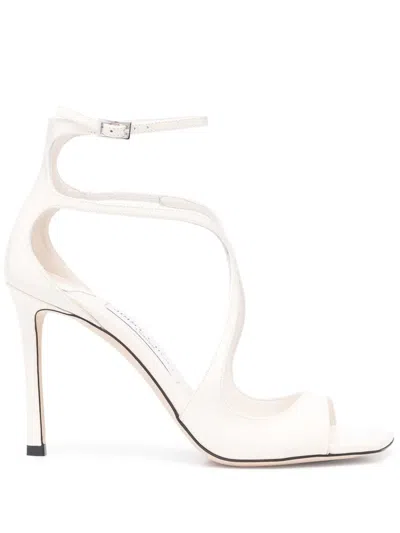 Jimmy Choo Azia Sandals In Milk White Patent Leather