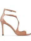 JIMMY CHOO AZIA SANDALS IN PASTEL PINK PATENT LEATHER