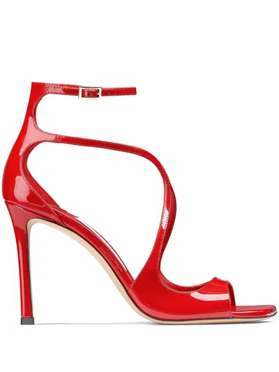 JIMMY CHOO AZIA SANDALS IN RED PATENT LEATHER