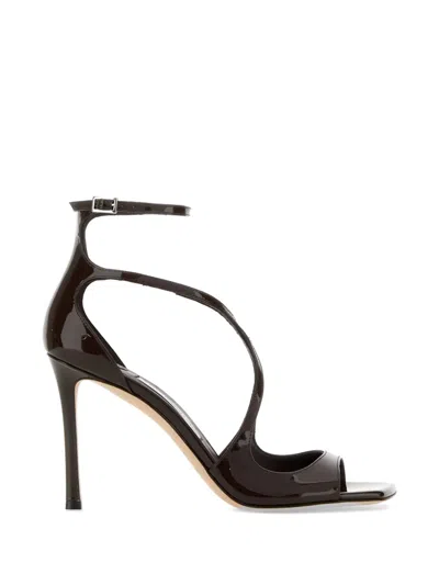 Jimmy Choo Azia 95 Sandals In Bordeaux Patent Leather In Burgundy