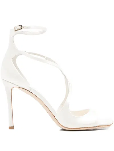 Jimmy Choo Azia 95 Satin Sandals In White