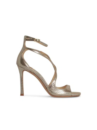 JIMMY CHOO JIMMY CHOO 'AZIA' SILVER LEATHER SANDALS