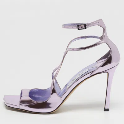 Pre-owned Jimmy Choo Azia Size 41 Purple Patent Leather Ankle Strap Sandals
