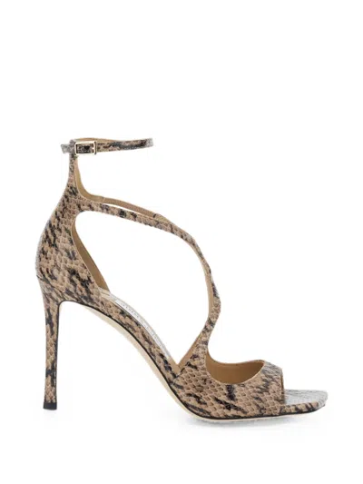 Jimmy Choo Azia Snake-print Heeled Sandals In Neutral