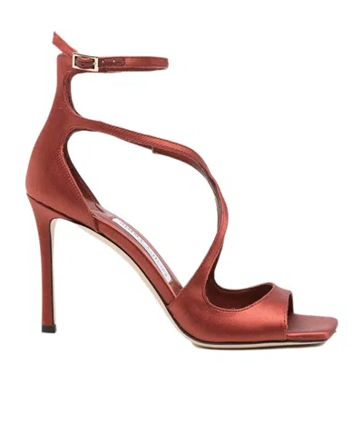 Jimmy Choo Azia Strappy Sandals In Cherry Wood