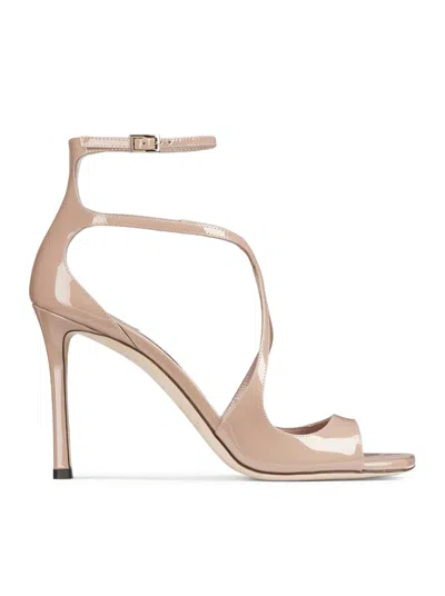 Jimmy Choo Azia95 Patent Leather Sandals In Pastel Pink In Multi
