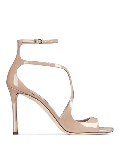 Jimmy Choo Azia95 Patent Leather Sandals In Pastel Pink In Neutral