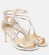 Jimmy Choo Azie 75 Glitter Leather Sandals In Gold