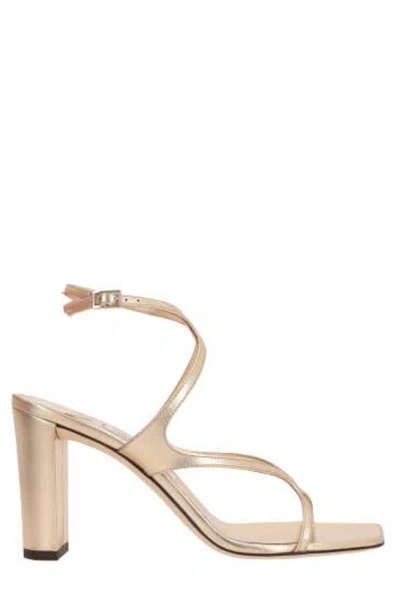 Jimmy Choo Azie 85 Ankle Strap Sandals In Gold