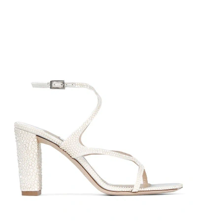Jimmy Choo Azie 85 Leather Embellished Sandals In White