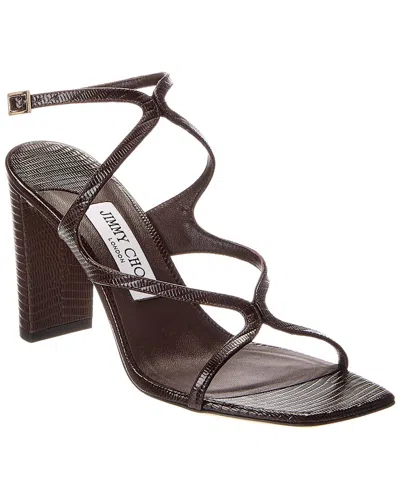 Jimmy Choo Azie 85 Lizard-embossed Leather Sandal In Brown