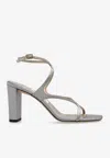 Jimmy Choo Sandal Metallic Leather Ankle Strap In Gray