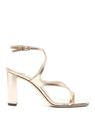 Jimmy Choo Azie 85mm Metallic Sandals In Gold