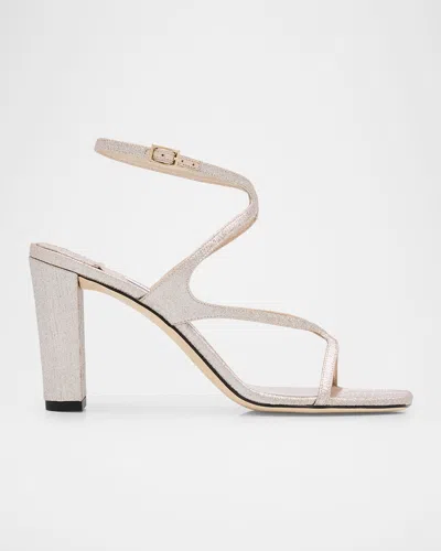 Jimmy Choo Azie Glitter Ankle-strap Sandals In Macaron