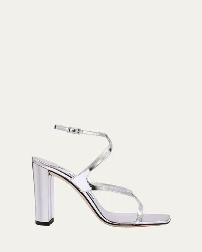 Jimmy Choo Azie Metallic Ankle-strap Sandals In Silver
