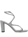 Jimmy Choo Sandal Metallic Leather Ankle Strap In Gray