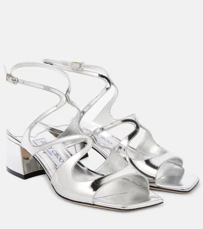 JIMMY CHOO AZILIA 45 METALLIC LEATHER SANDALS