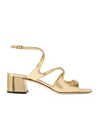Jimmy Choo Azilia 45 Mirrored-leather Sandals In Brown