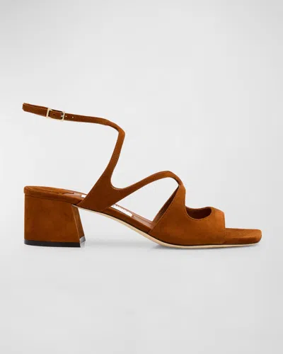 Jimmy Choo Azilia Strappy Suede Sandals In Tan