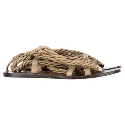 Jimmy Choo Aziza Rope Sandals In Beige Rope And Leather