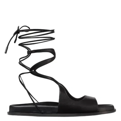 Jimmy Choo Azure Nappa Leather Flat Sandals In Black