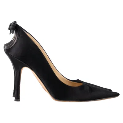 Jimmy Choo Back Bow Embellished Pumps In Black Satin